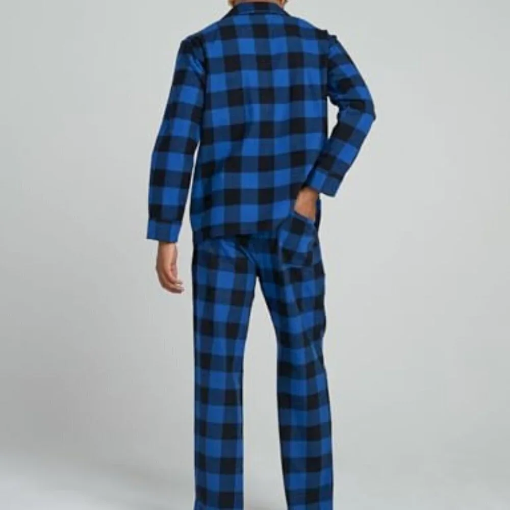 Men's Flannel Pajama Set Classic Cozy Lounge Sleepwear Long Sleeve